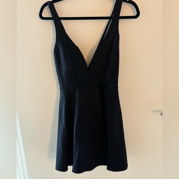 Lulu's Strappy Deep-V Black Mini Skater Dress - Picture 3 of 6